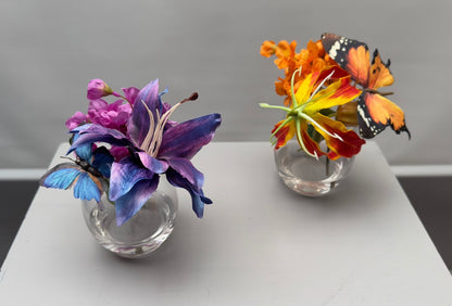 Workshop 2 glazen vaasjes bloemen/giethars